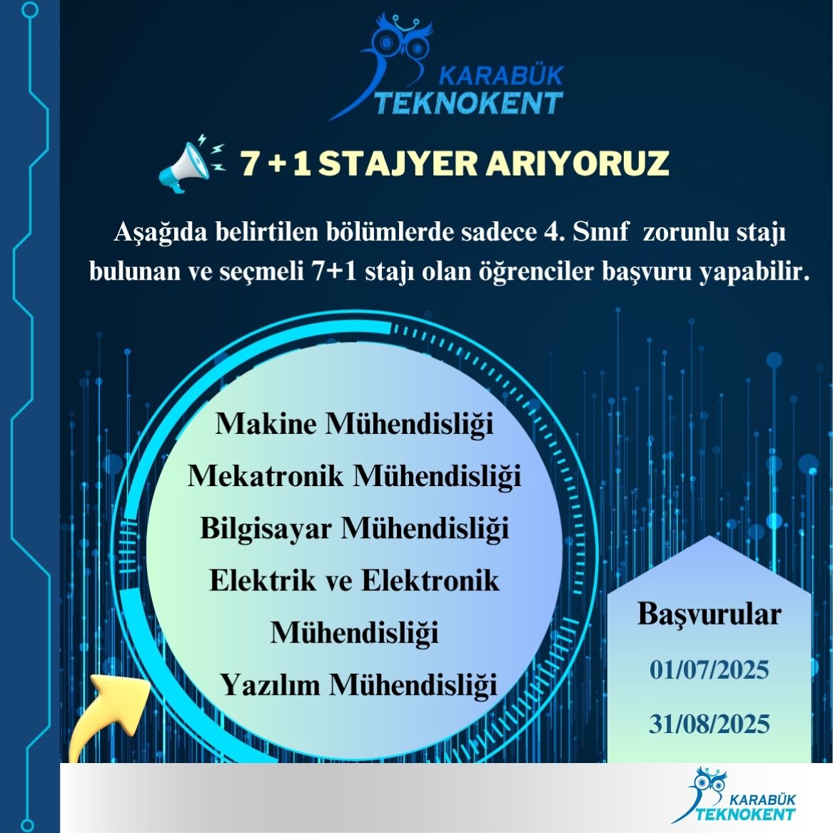 Karabük Teknokent Stajyer Alım İlanı!